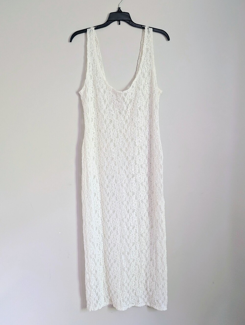 90s Vintage Victoria's Secret Gold Label Sheer Ivory Lace Maxi Dress Size Large